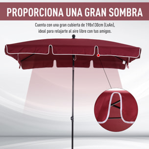 Sombrilla de Poliéster Aluminio 2x1,25x2,35m Rojo Vino