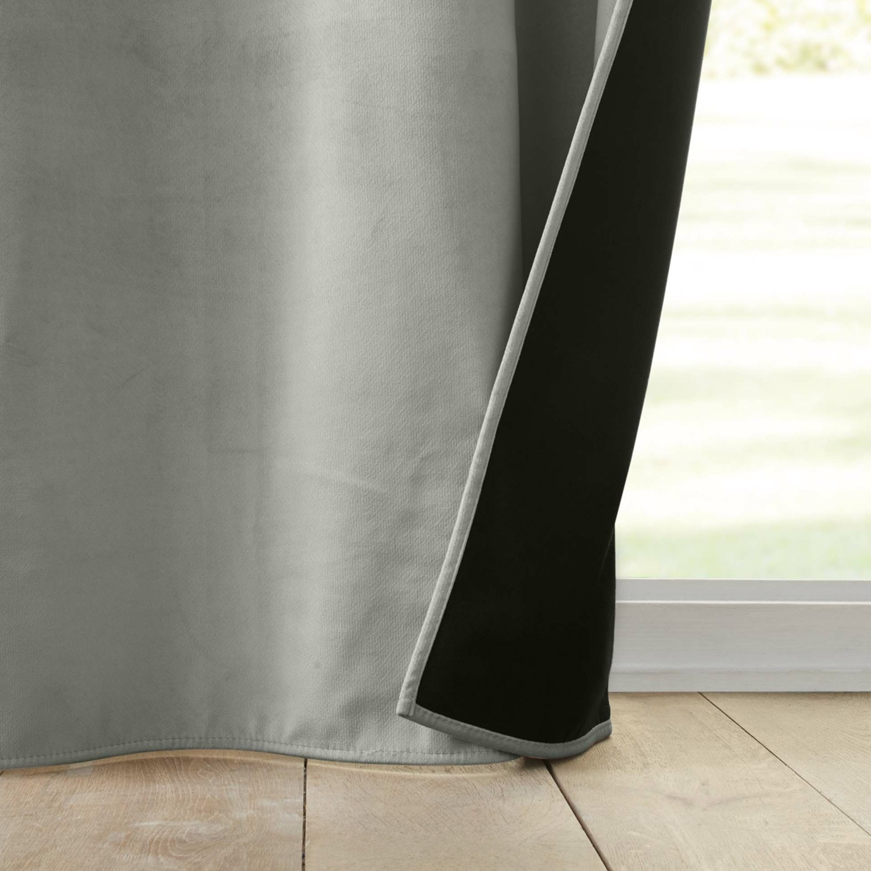 Rideau isolant et thermique en velours - Gris