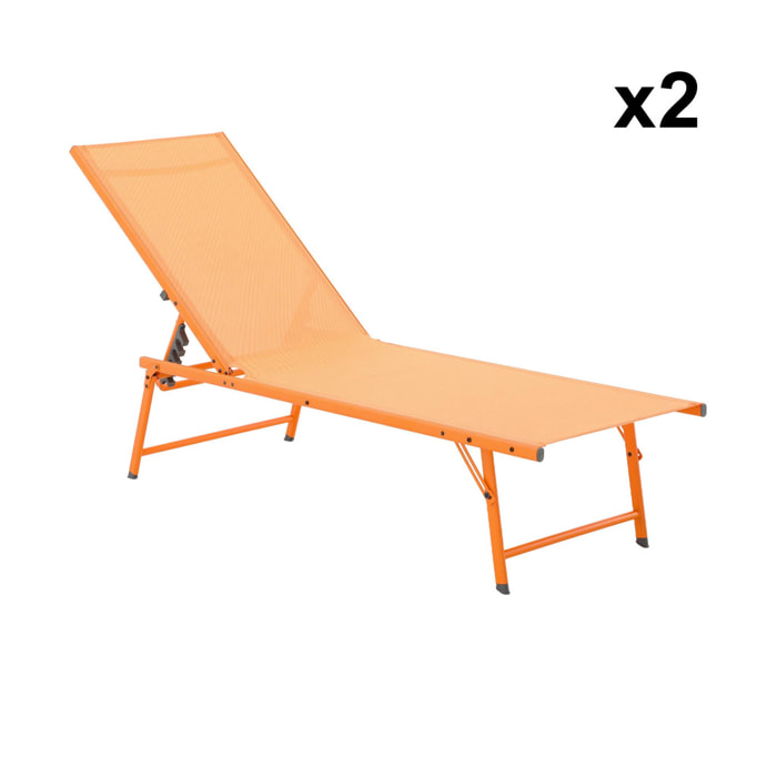 Bain de soleil acier textilène multi positions (lot de 2) TROPEA