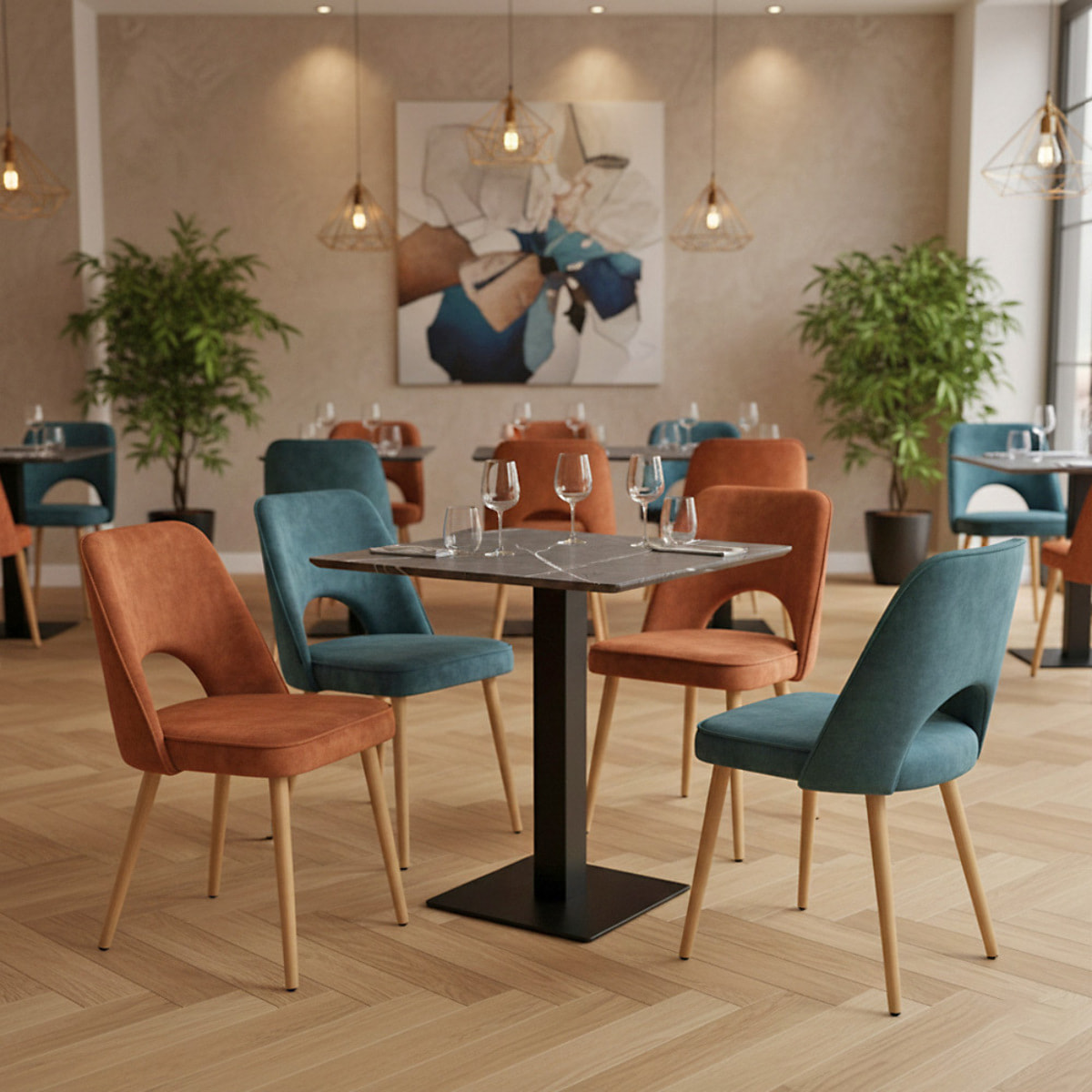 Tavolo quadrato con top marmo grigio scuro70x70x74 cm - Jago