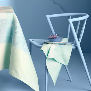 Serviette pur coton 220 g/m² motif jacquard bleu beige Mille iris d'eau aqua