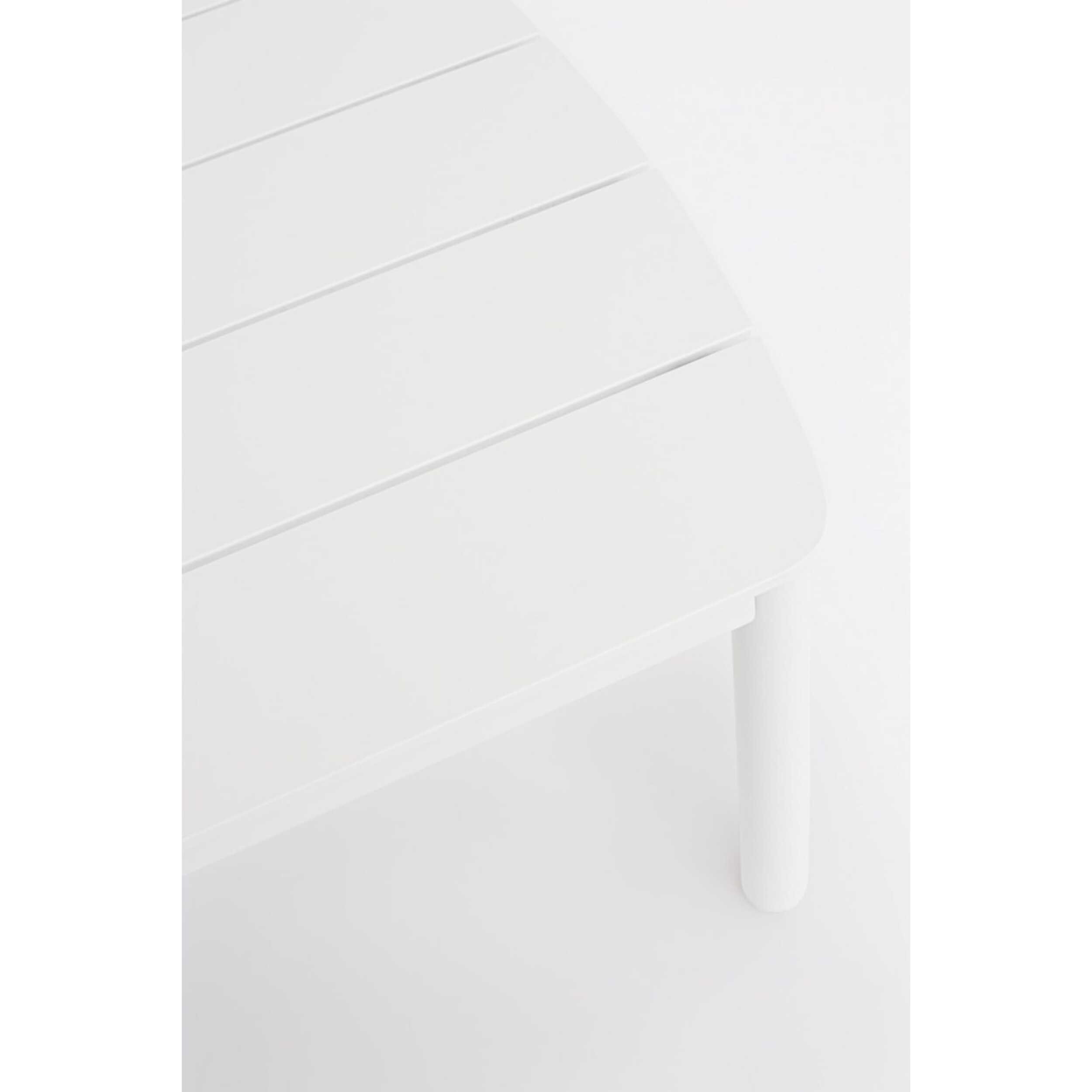 Tavolino da giardino GAUDIX in alluminio bianco con piedini regolabili, 115×68,5 cm