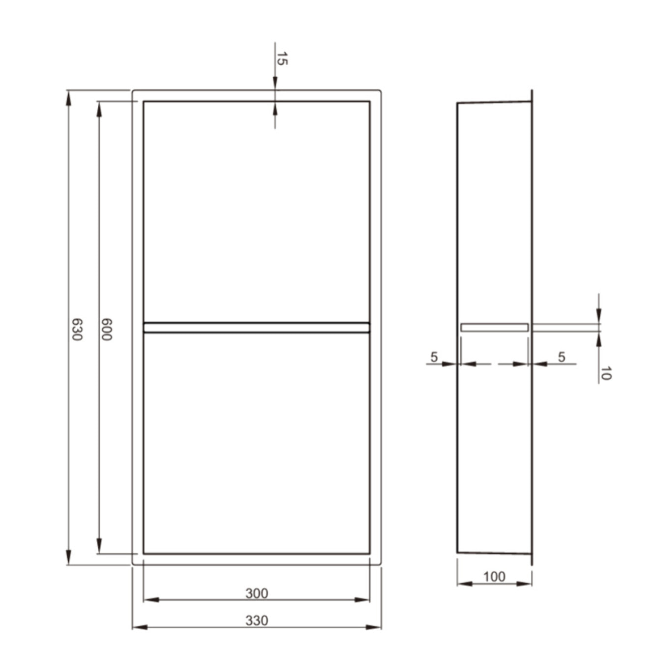 Niche de Douche à encastrer, Acier Inoxydable 304, 2 étagères, 60x30x10cm, Or brossé PVD (SATAURN6030SBG)