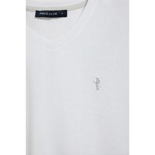 Camiseta blanca de manga corta y cuello de pico con bordado Rigby Best