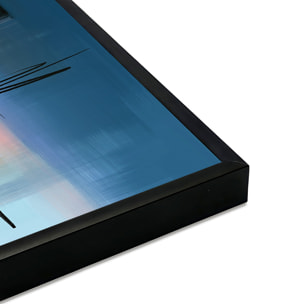 Affiche encadrée Œuvre abstraite structurée en orange, bleu et noir Affiche + cadre en métal - Noir