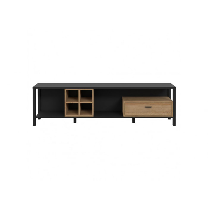 Meuble TV avec rangement en bois effet chêne - MIAMI