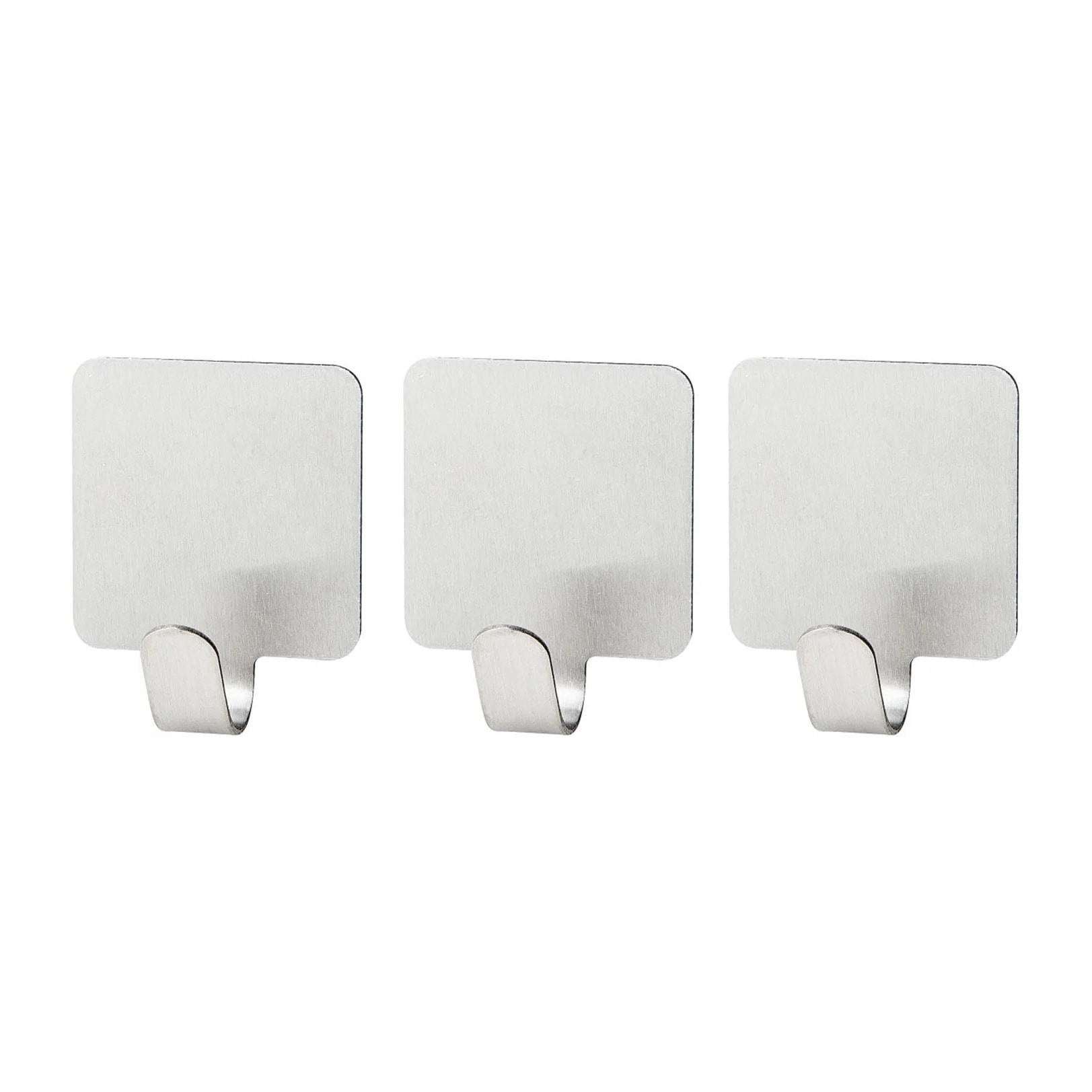Lot de 3 crochets adhésifs carrés en acier inoxydable Fackelmann Tecno