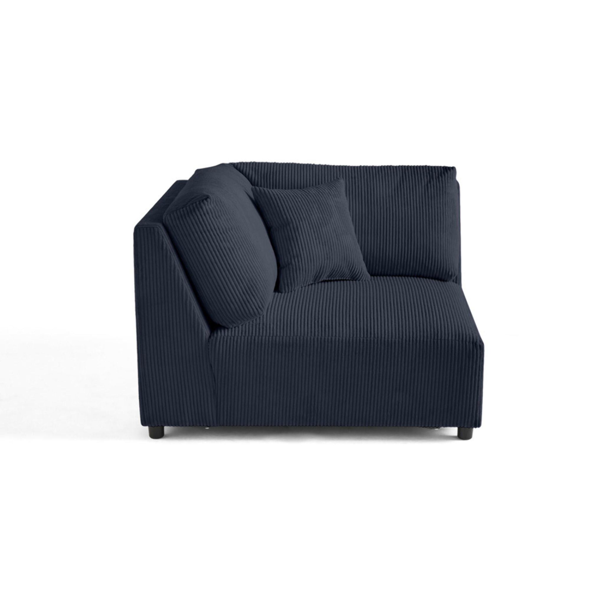 Garance - module d'assise d'angle réversible - en velours côtelé - Bleu nuit