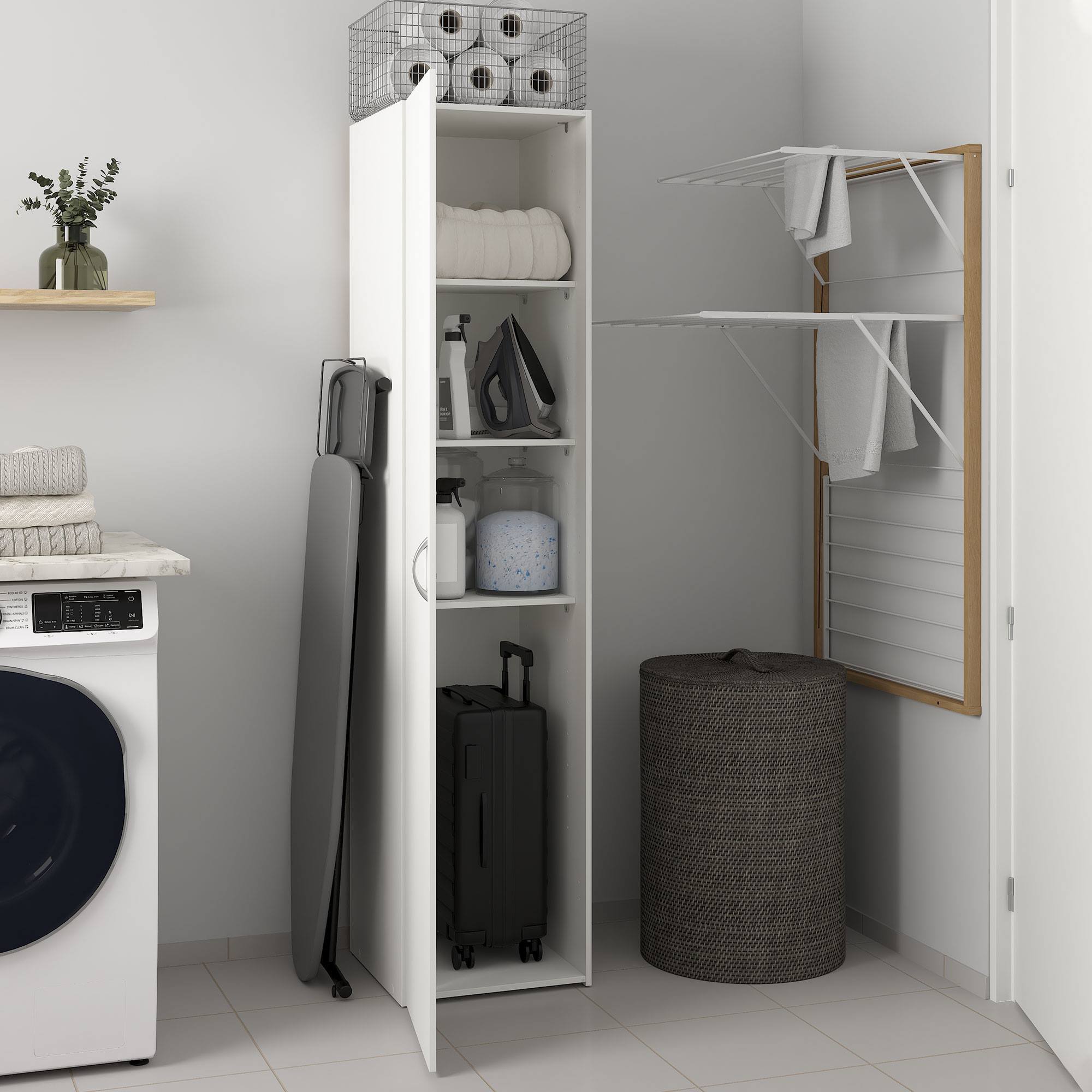 Armario duero con 1 puerta en color blanco 39,4x41,5x175,4cm