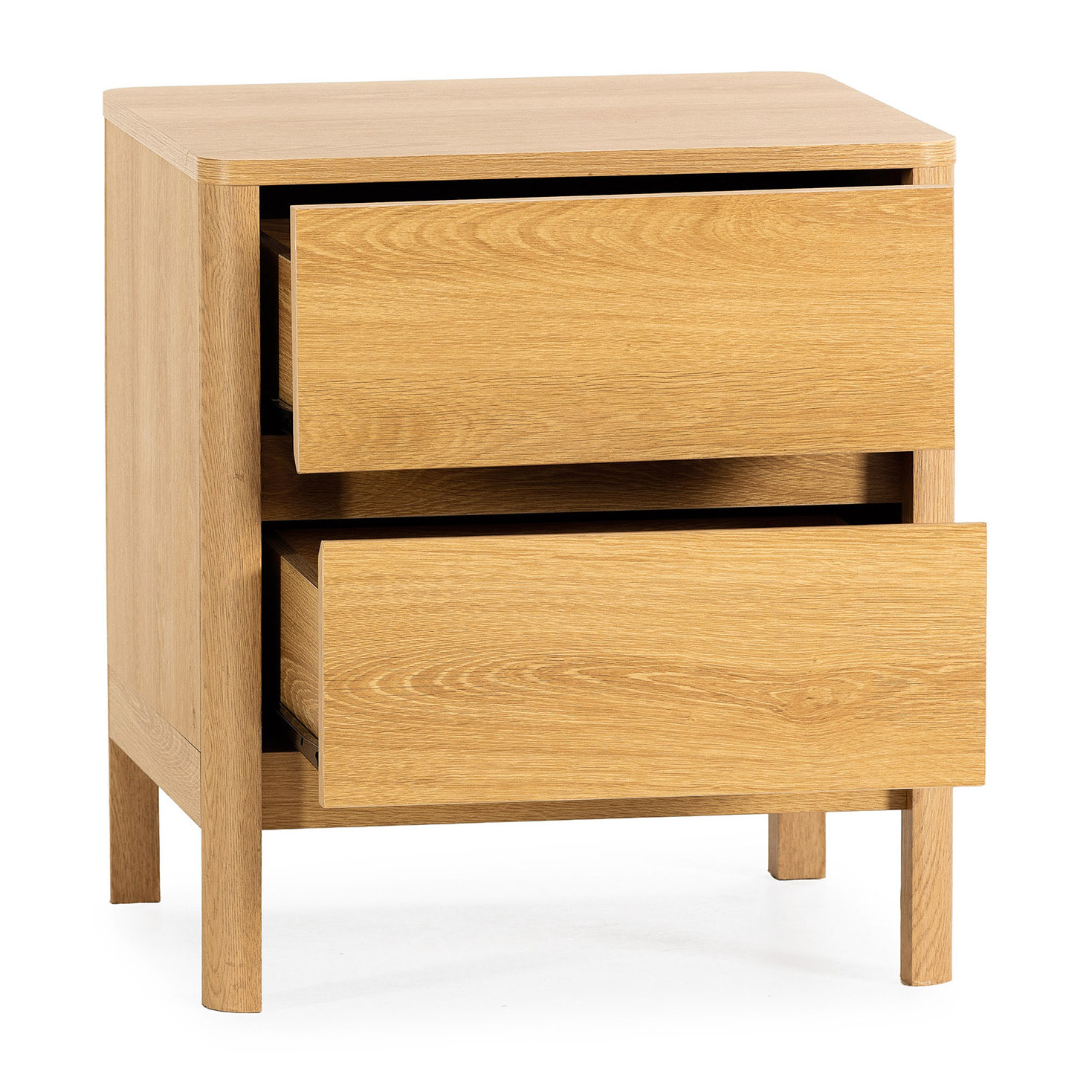 Mesita de noche Nassau 2 cajones efecto Roble