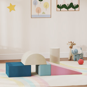 Parcours motricité bébé modulable 5 pièces zippées déhoussables velours multicolore