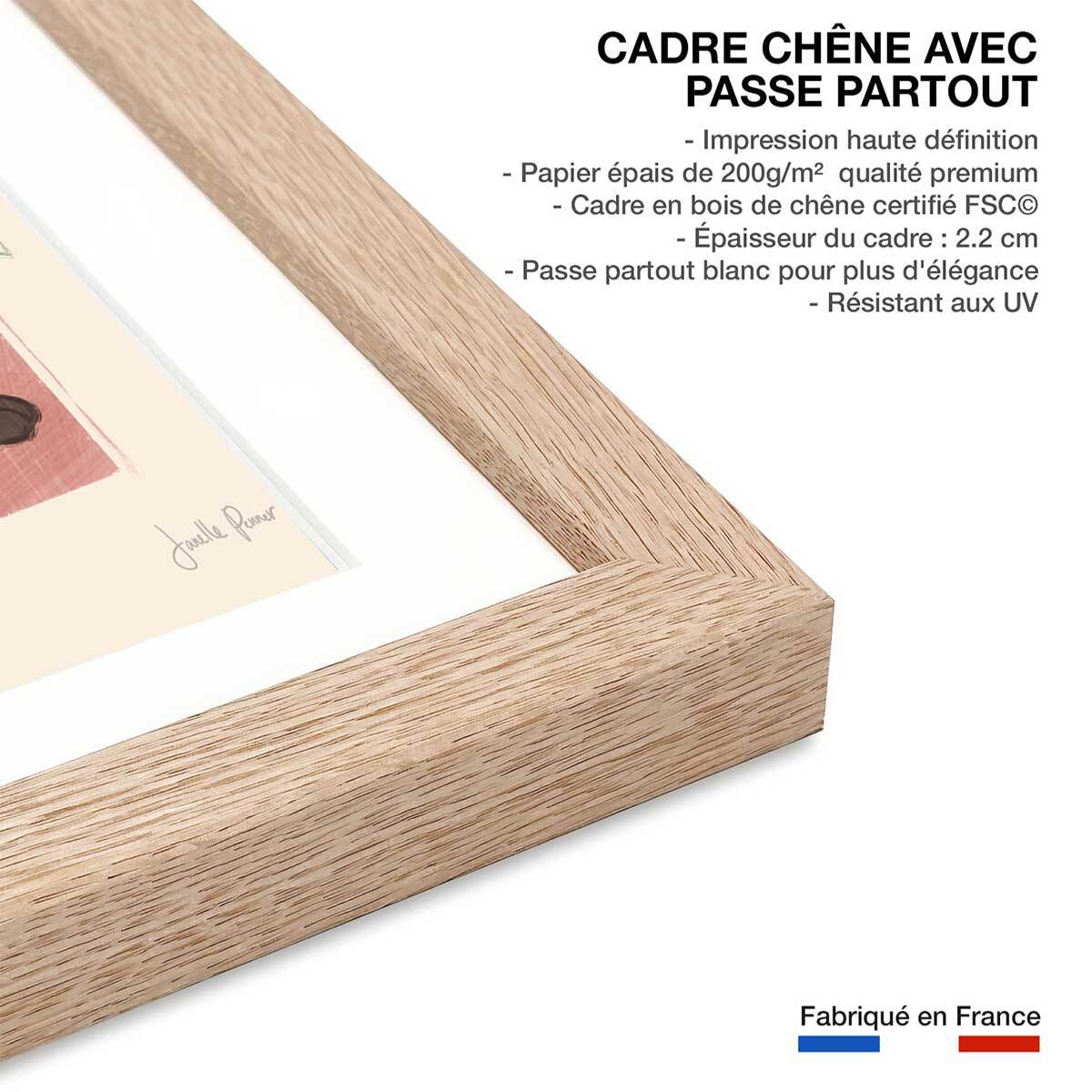 Poster black and white panthers Affiche + cadre en bois - Chêne