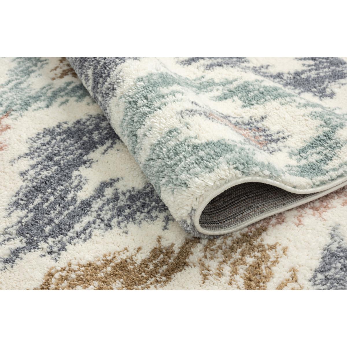 Delya - tapis style berbère à poils longs en laine artificielle, pastel