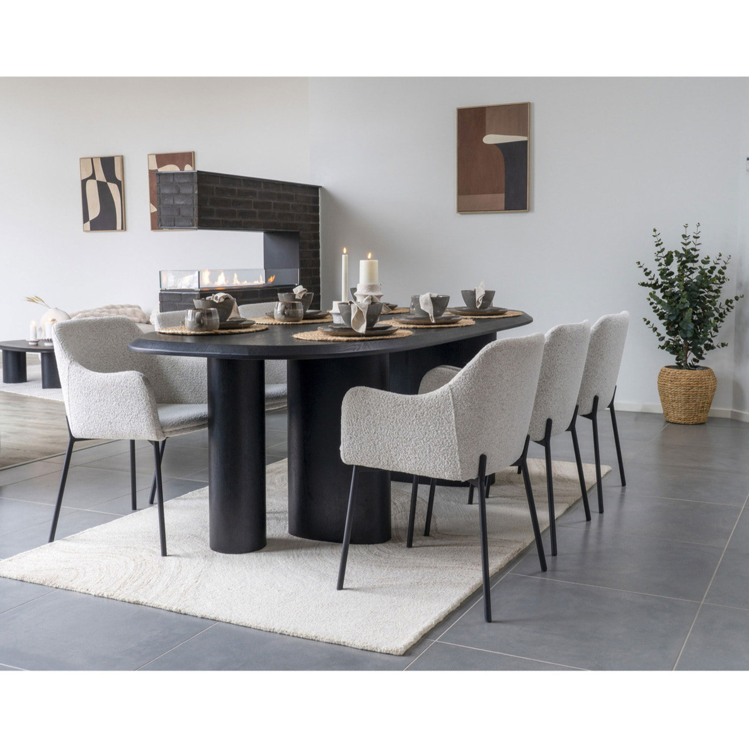 Set 4 Ciotole Selma in Gres Grigio e Marrone — Ø15×9 cm