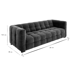 Canapé design 3 places en tissu effet velours vert kaki CORTO