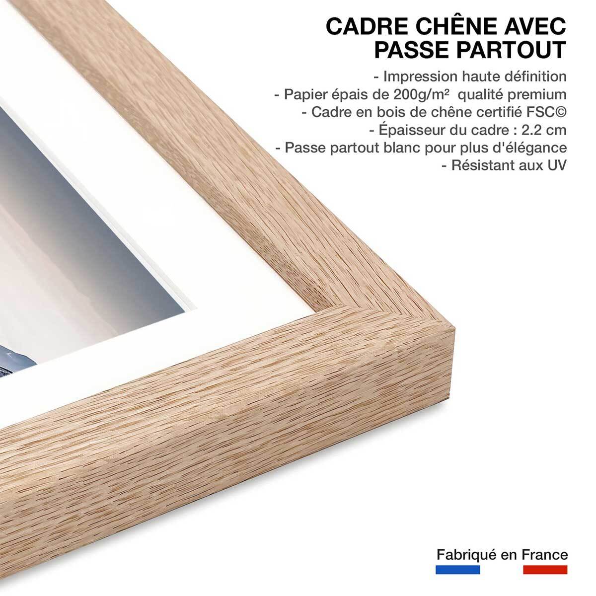 Affiche concentration sur les cîmes Affiche + cadre en bois - Chêne