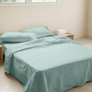Juego de Sábanas Lisas - 100% Microfibra - Incluye 1 o 2 Fundas de Almohada + 1 Sábana Bajera - Verde Claro