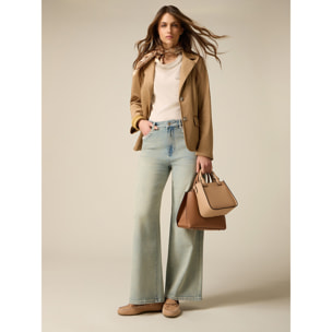 Oltre - Jeans wide leg con applicazioni gioiello - Azzurro