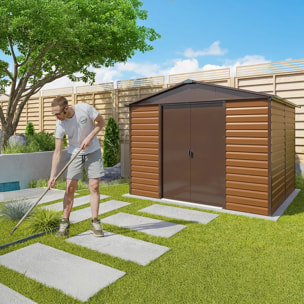 Abri de jardin métal aspect bois Yardmaster 6,44 m² + kit d'ancrage