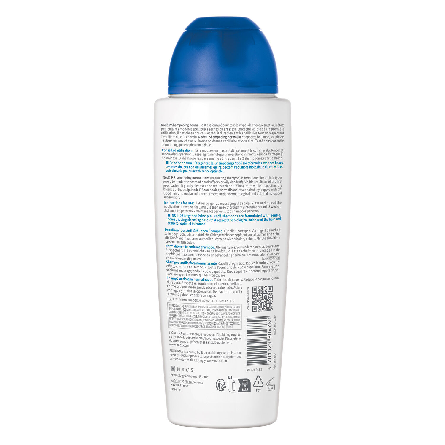 Nodé P - Shampooing Antipelliculaire Normalisant - Tous Types de Cheveux - 400 ml