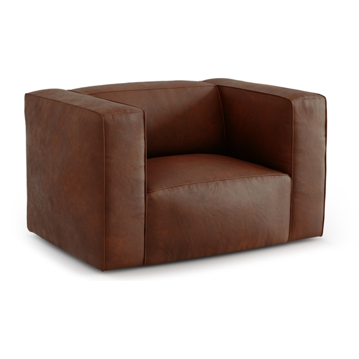 Fauteuil "Muse" en cuir véritable cognac