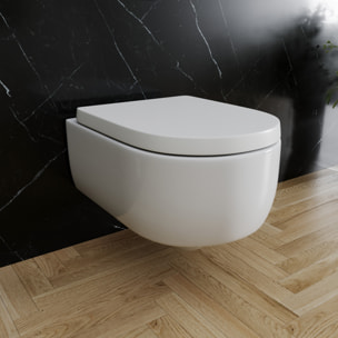 Sedile WC Copriwater Tavoletta UNIVERSALE Rapido Montaggio Soft Close Chiusura Ammortizzata In Plastica Antibatterica 458x361 Mm Bianco Forma D