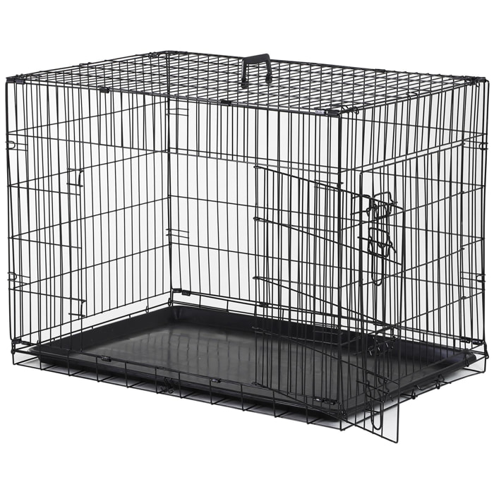 Cage caisse de transport pliante pour chien en métal noir 91 x 61 x 67 cm