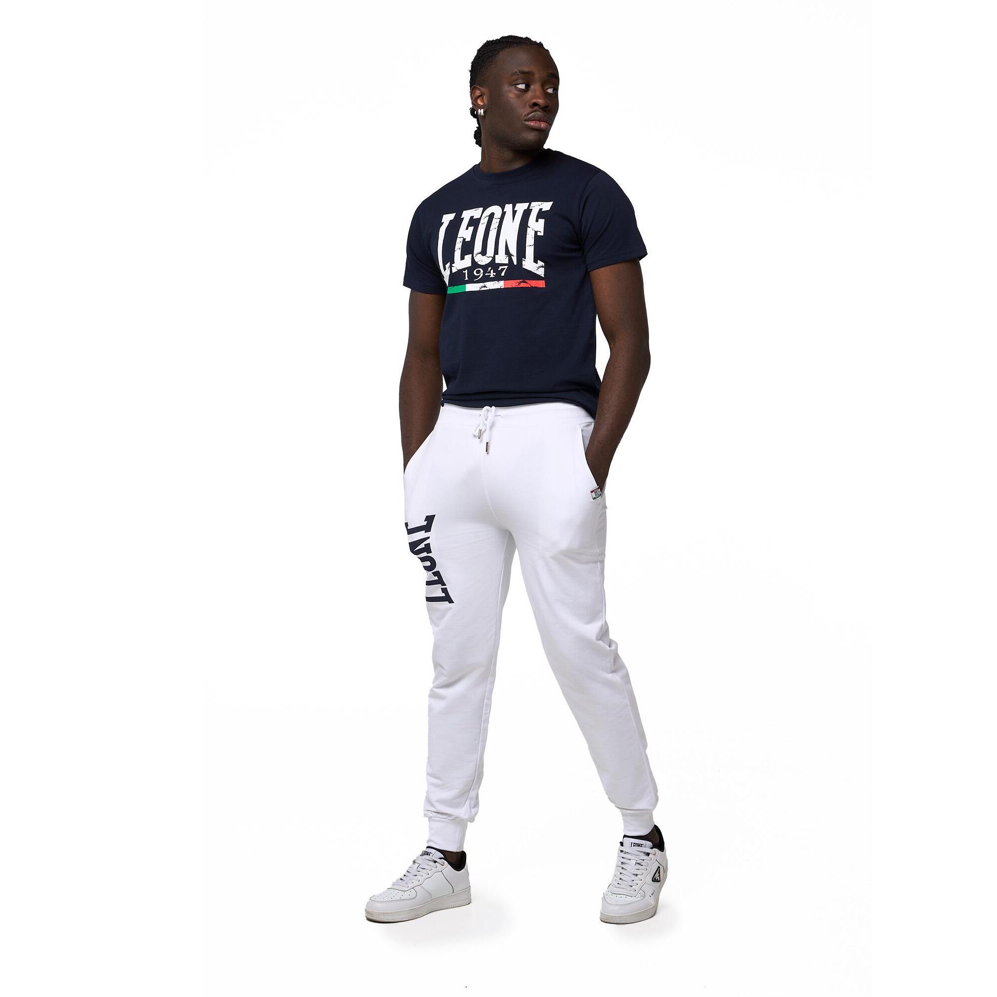 Pantaloni da uomo con logo grande in cotone non garzato Leone Basic