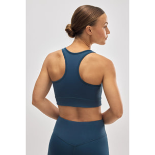 Reggiseno sportivo blu con schiena incrociata