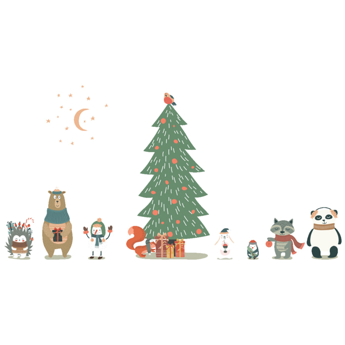Stickers Noël animaux enchantés - Autocollants stickers adhésifs noël - décoration fêtes