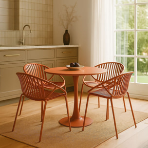 Lot de 4 fauteuils de table brique en polypropylène et métal  CALYPSO