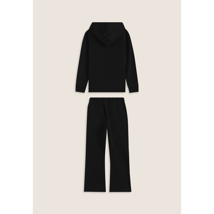 Tuta bambina con bande laterali, cappuccio e zip