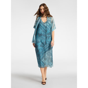 Elena Mirò - Vestido estampado en lyocell - Azul