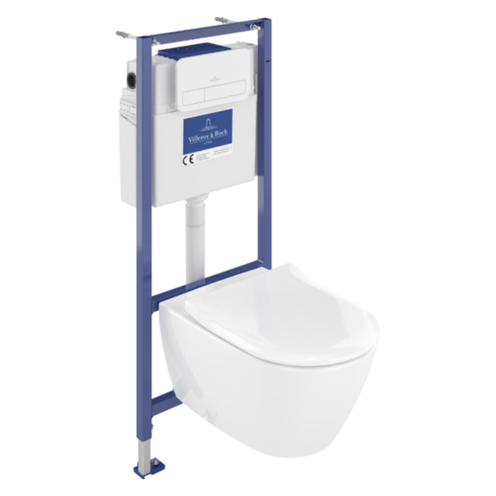 Pack WC sans bride Subway 2.0 avec abattant frein de chute + bâti Viconnect PRO + plaque blanche