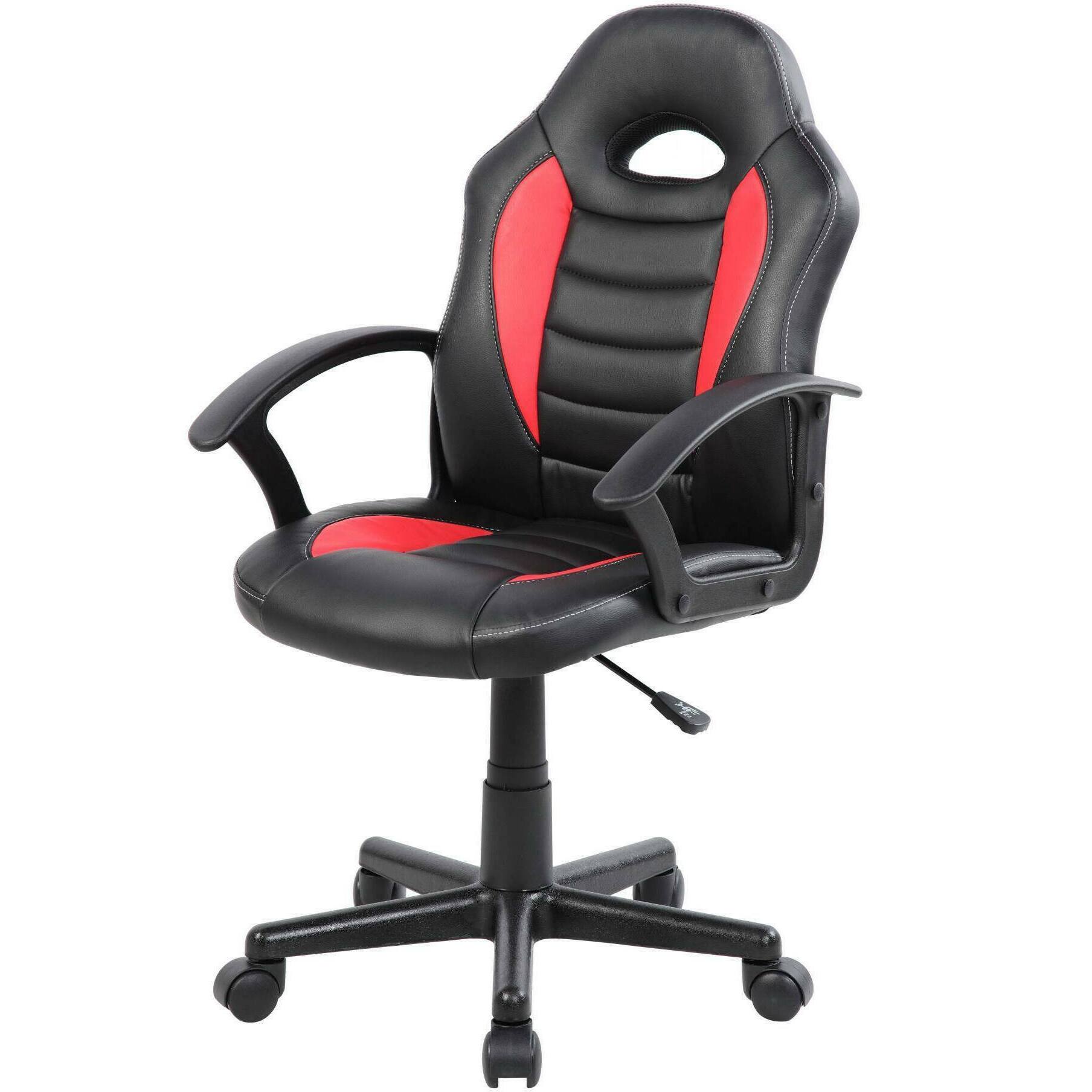 Sedia da gaming Hervey, Poltrona da gaming ragazzo, Sedia da scrivania, 56x55h89/100 cm, Nero e Rosso