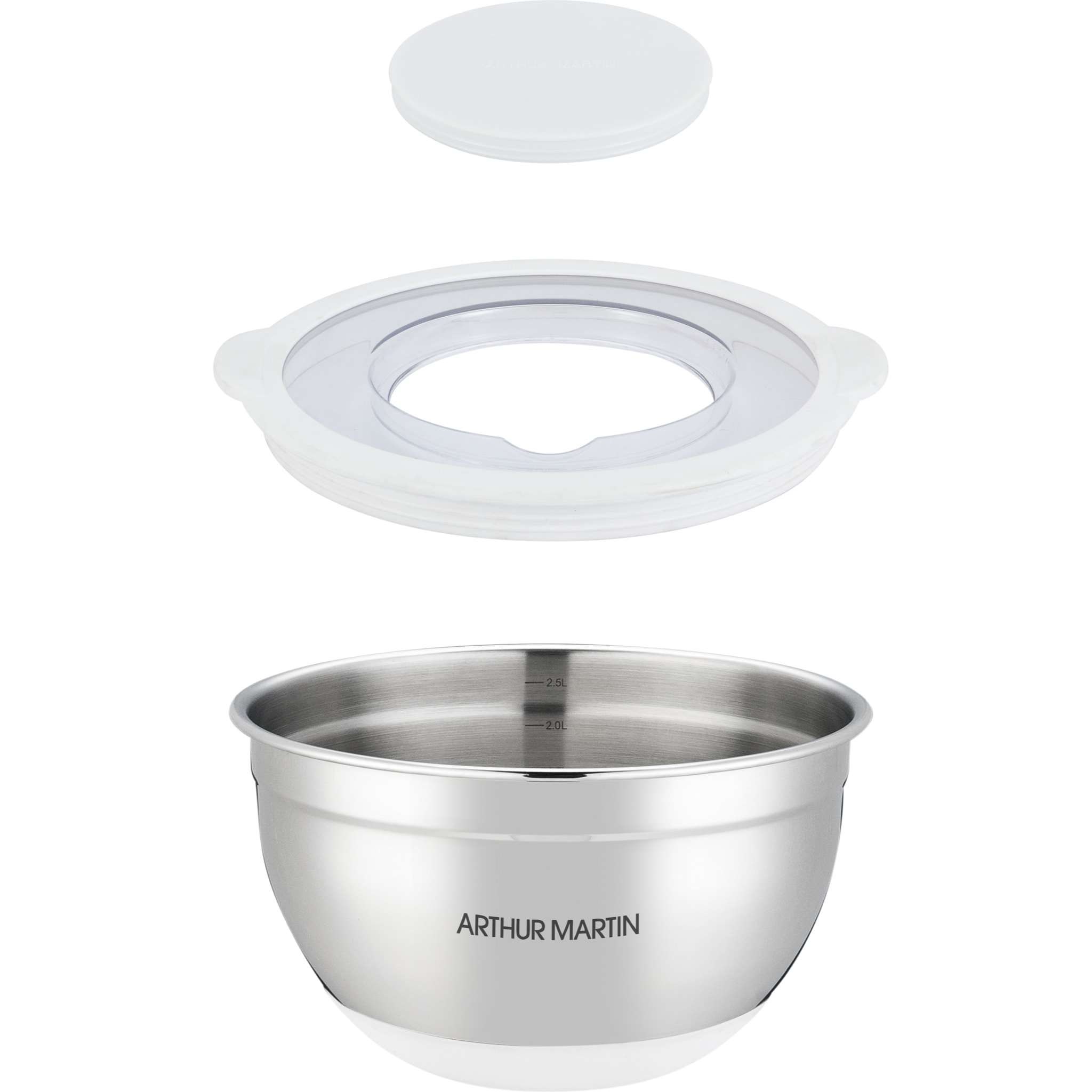 Set de 3 bols melangeurs inox blanc