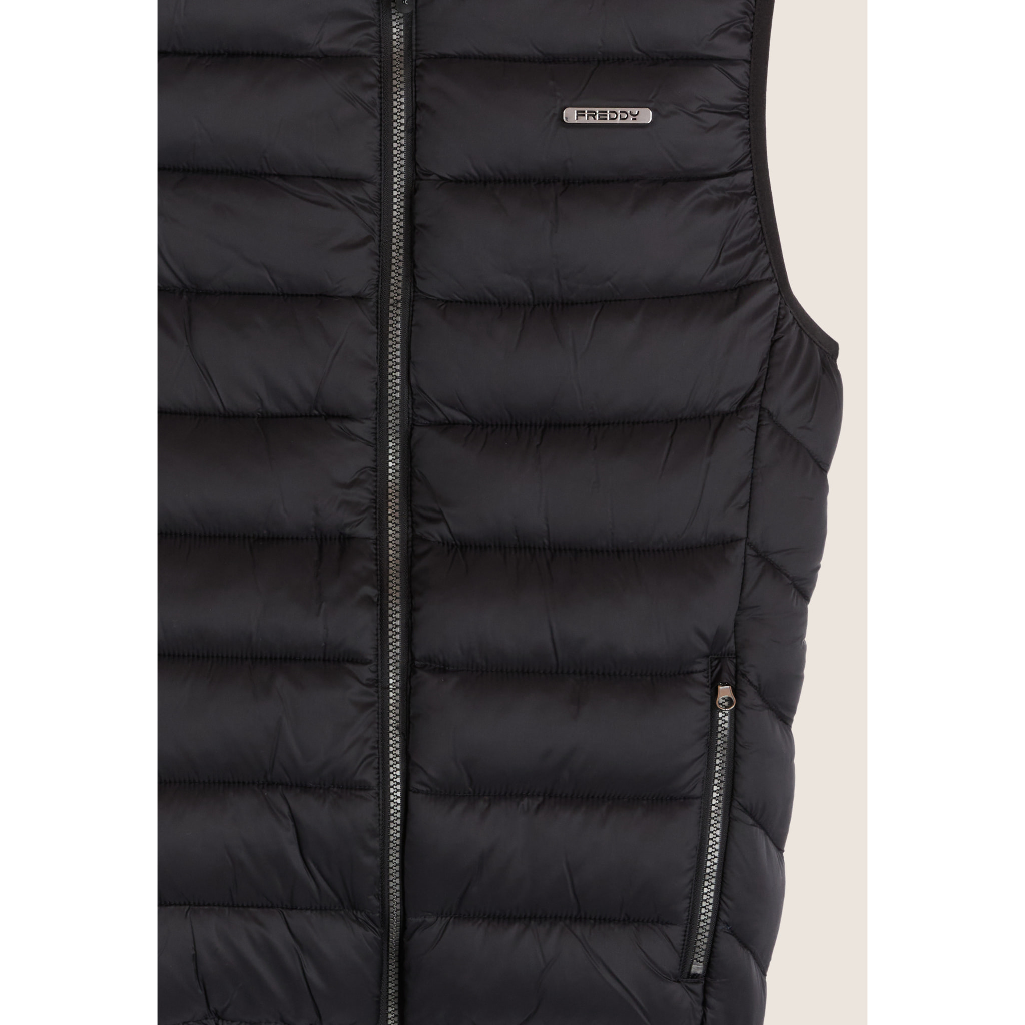 Gilet trapuntato con collo alto e zip doppio cursore