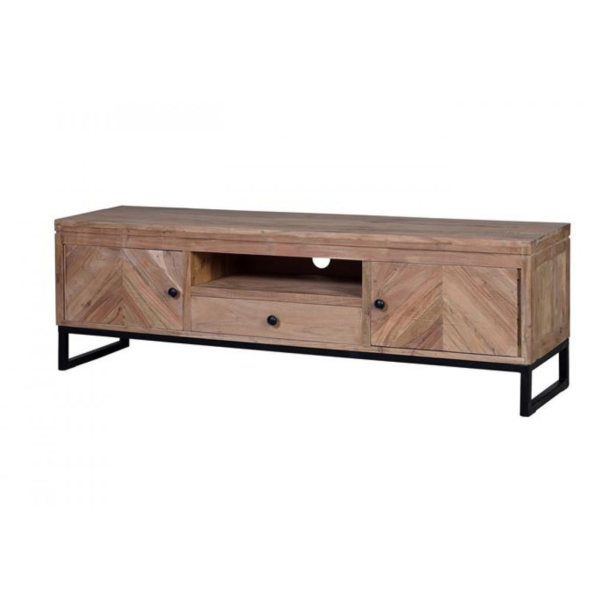 Mueble TV - madera de acacia y hierro - 160x40x50cm