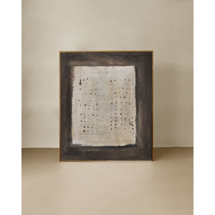 Tableau noir et blanc décoratif sur coton avec cadre en bois peint à la main à la peinture à l'huile en différentes tailles