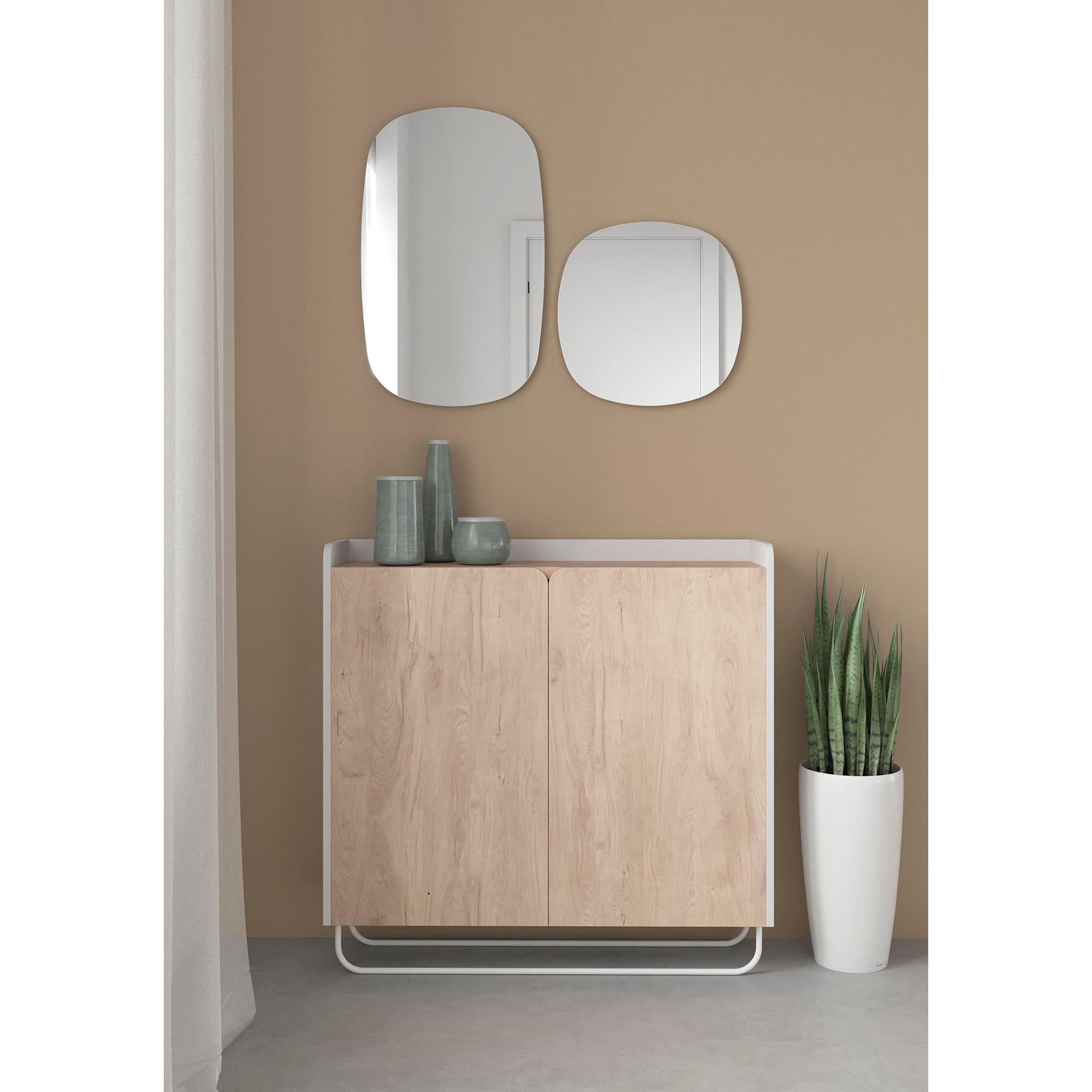 Set de espejos ovalados Eclipse aglomerado mostaza 65/40x40x2 cm