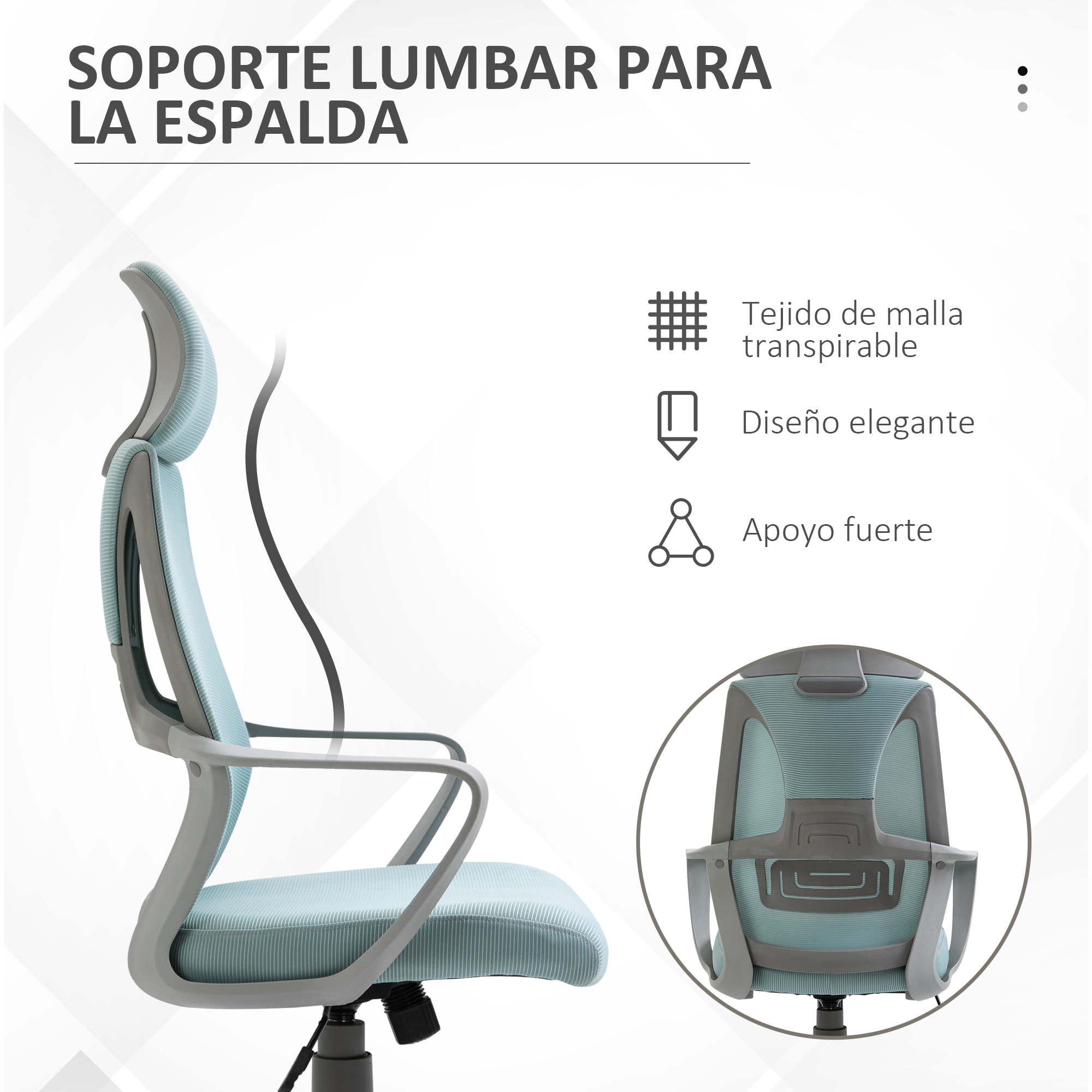 Silla de Oficina Altura Ajustable con Respaldo Azul