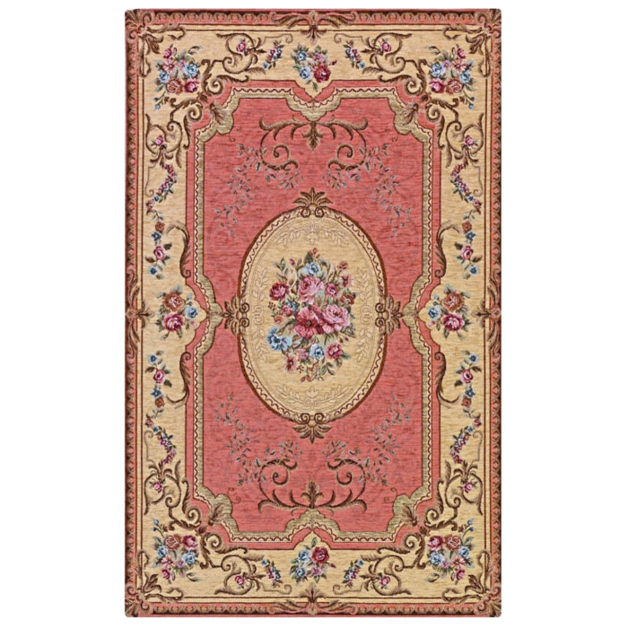 Tappeto Salotto Aubusson Classico Rosa
