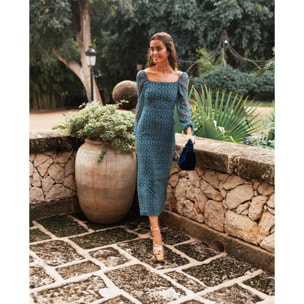 Vestido midi con manga larga