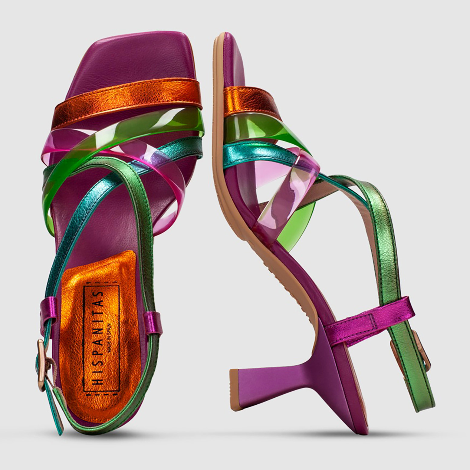 Sandalia Tacon Danielle Multi metal 6 cm