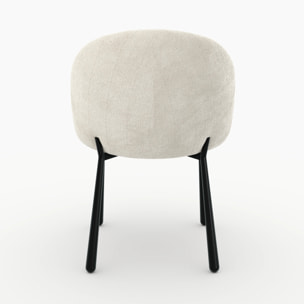 Lot de 2 chaises en velours chenillé écru et métal noir - Pulpy