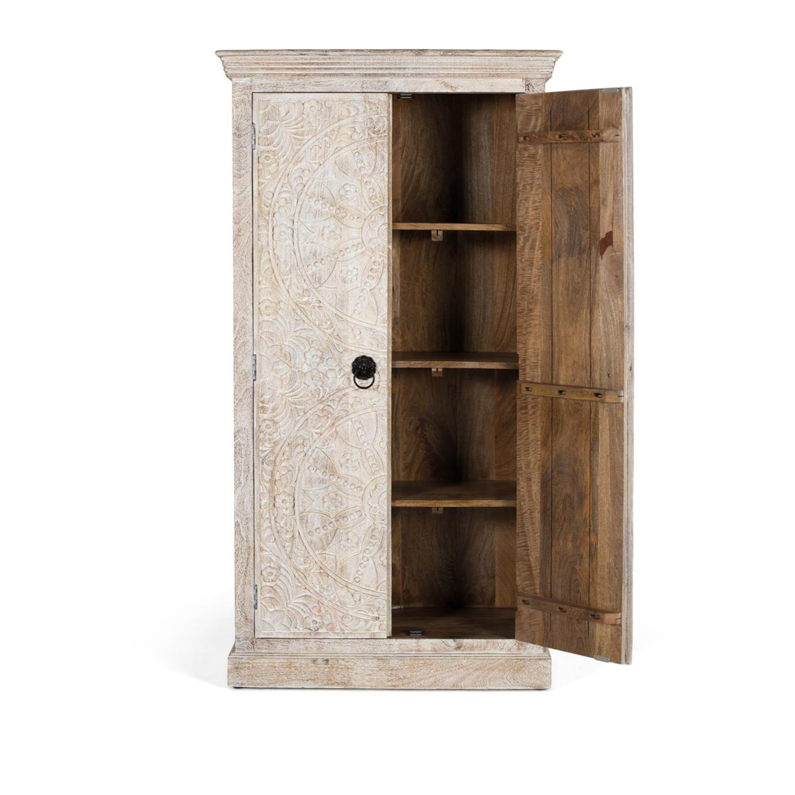Armario de Madera de Mango 90 Cm Estilo Étnico Colonial Tallado