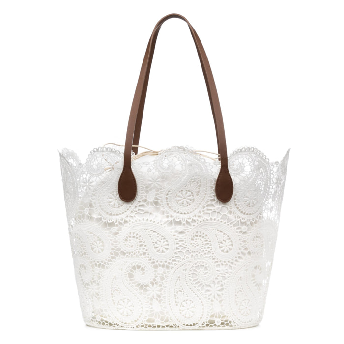 Desio Bolso Shopper Mujer. Tejido Poliester Crochet