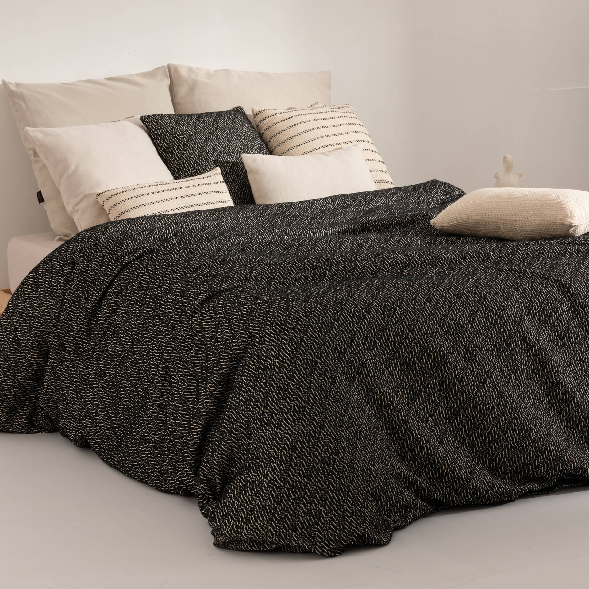 Housse de couette jacquard Benisa Noir