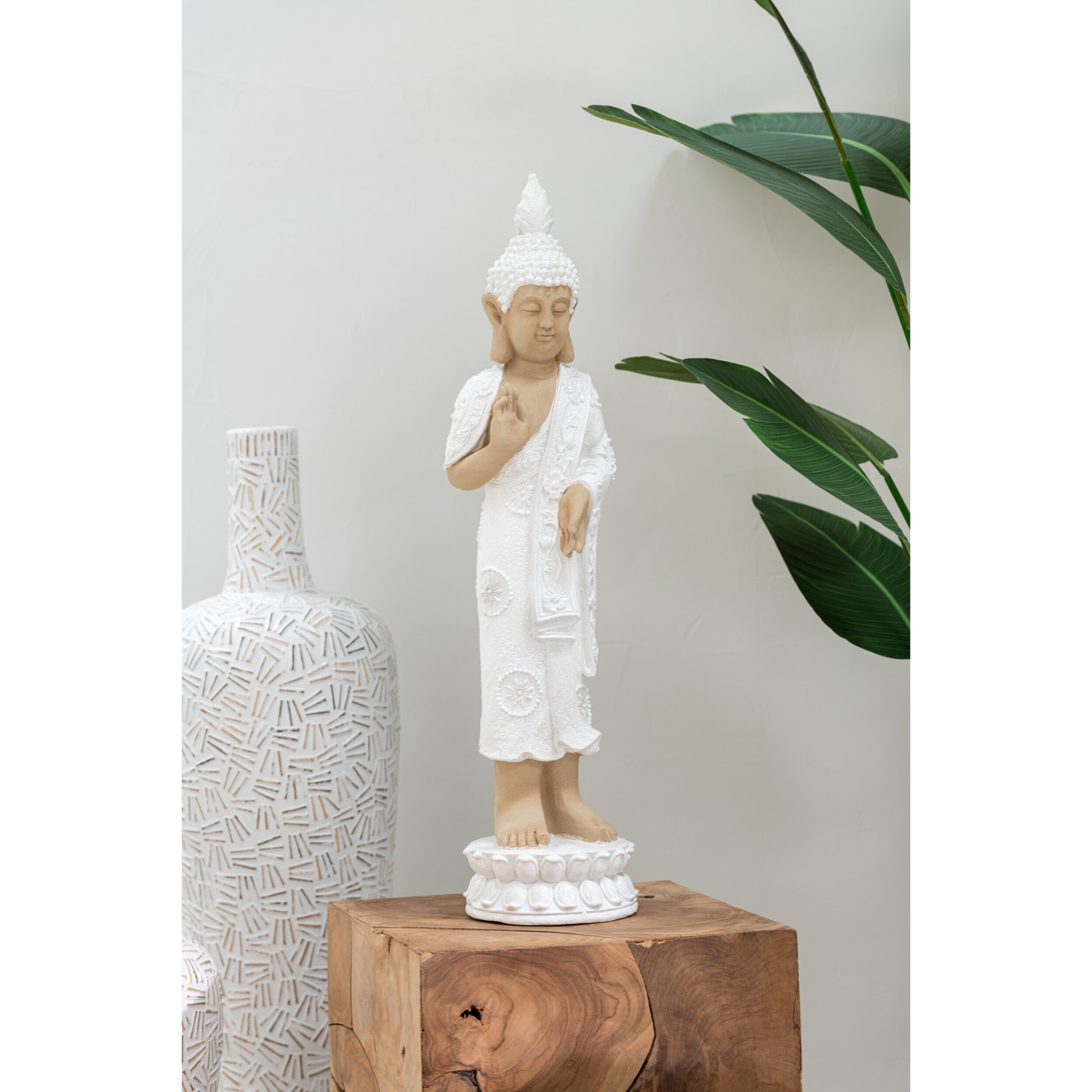 J-Line figurine Bouddha Debout - magnesium - blanc/beige