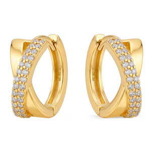 Pendientes de Circonita Brillante acabado en oro amarillo de 18k